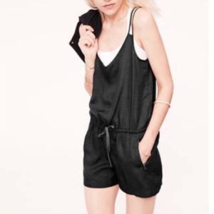 Summery black linen romper